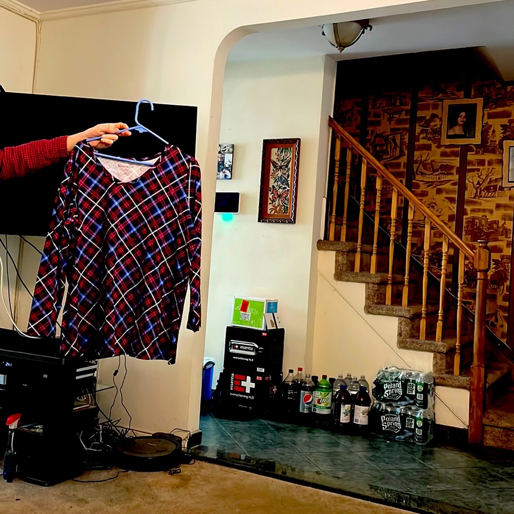 Women Within Blouse, red plaid, size 18-20 L